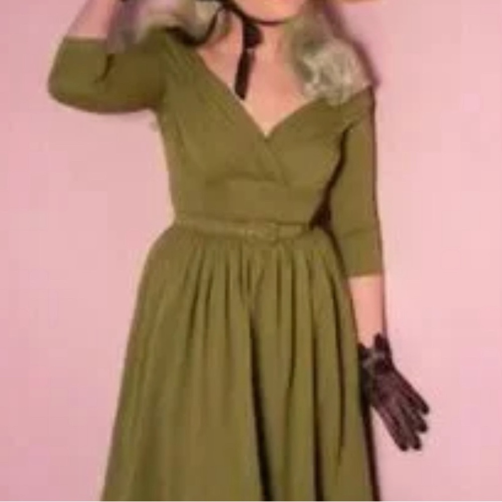 Vixen by Micheline Pitt Starlet Swing Dress in Moss *original run*  *new w/tags*